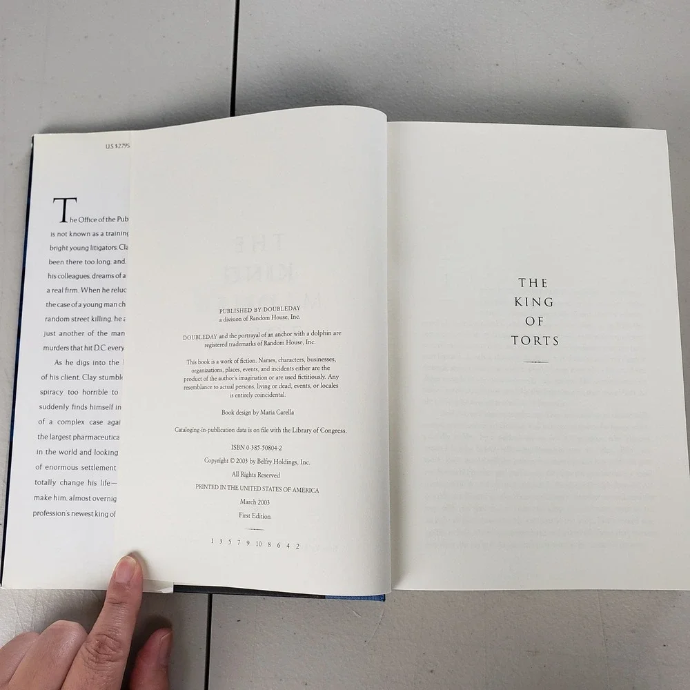 The King of Torts John Grisham First Edition Hardcover 2003 Legal Thriller Book